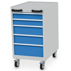 Mobiler Schubladenschrank Tiefe 736 mm, R 18-24, 5 x Schublade Maße in mm (BxTxH): 555 x 736 x 990