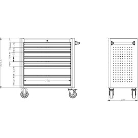 Werkstattwagen 775 x 481 x 827,5 mm 69-teilig FORUM