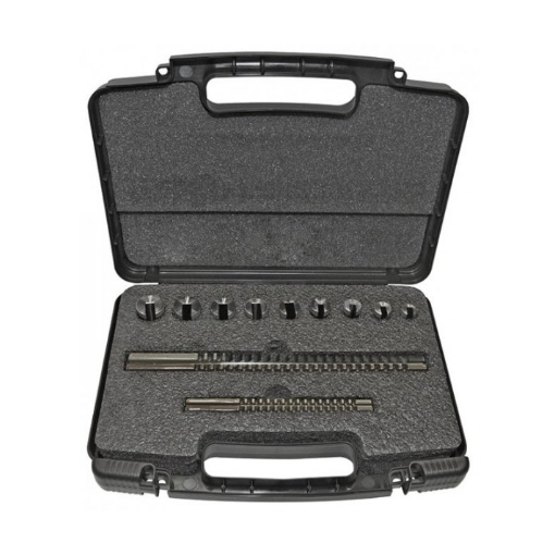 Keilnuten-Räumnadel-Satz 19-teilig (6 Räumnadeln 2,3,4,5,6,8mm - 13 Führungsbuchsen 8-30mm)