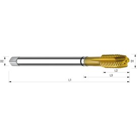 HSS-E-Maschinengewindebohrer Durchgang TIN Drallwinkel...