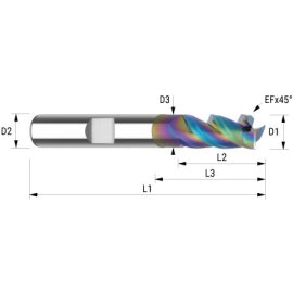 VHM-Schaftfräser HPC ta-C Drallwinkel 45° 5 mm HA