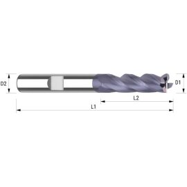 VHM-Schaftfräser lang TIALN Typ N-H HB 6 mm Schneidenlänge 30 mm