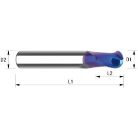 VHM-Vollradiusfräser HSC Dynastar kurz HA naco blue (2 x 3 / 50 x 4 mm )