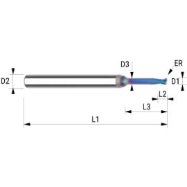 VHM-Mini-Torusfräser HSC PrimeLine HA naco blue 3 mm x 55 mm x 8 mm