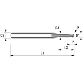 VHM-Mini-Vollradiusfräser HSC Diamond-Line 6+2µm HA 0,8 mm x 8 mm