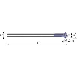 VHM-Viertelkreisfräser vor- und rückwärts TIALN HA 8 mm x 0,3 mm