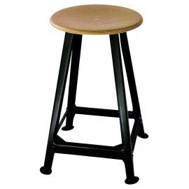 Bandstahlhocker Holz Rundsitz RAL 9005 Vierbein...