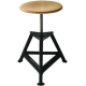 Bandstahl-Drehhocker Holz Rundsitz RAL 9005 Dreibein Sitzfläche Ø 350 mm Höhe 400-600mm