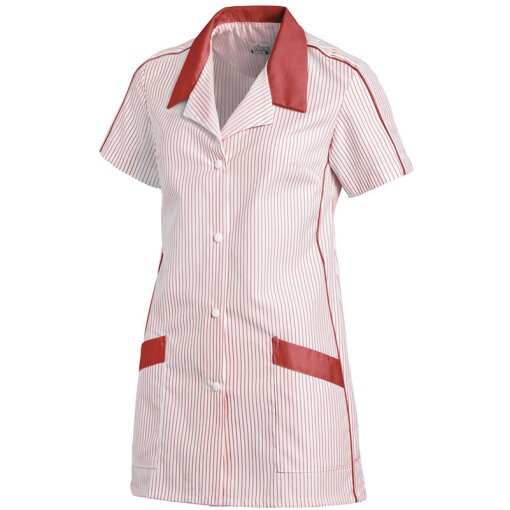 Kasack Damen Kurzarm Leiber 08/559 weiß / rot Gr.54