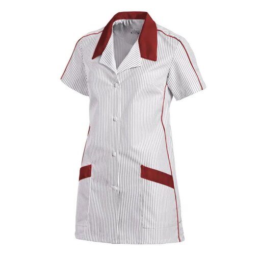 Kasack Damen Kurzarm Leiber 08/559 weiß / bordeaux Gr.42