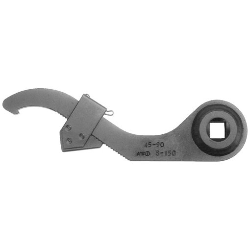 Verstellbarer Hakenschlüssel mit Nase und 1/2" Aufnahme für Drehmomentschlüssel 45-90
