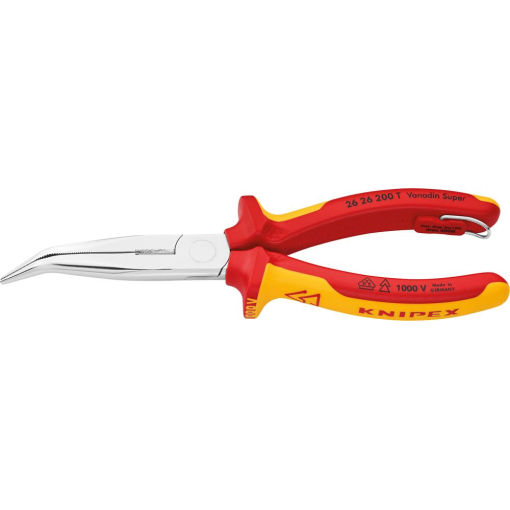 VDE-Flachrundzange Nr. 26 26 200 T, gebogen, mit Befestigungsöse 200 mm
