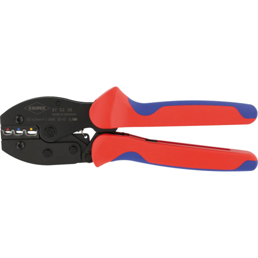 Crimp-Hebelzange PreciForce brüniert mit Mehrkomponenten-Kunststoffhüllen 0,5-6 mm² isolierte Kabelschuhe, Stoßverbinder und Steckverbinder