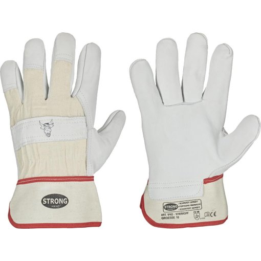 12 Paar Rindvolllederhandschuh Stierkopf Classic Gr. 8