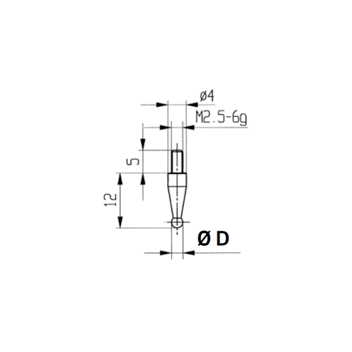 Messeinsätze für Messuhren Spezialstahl mit Kugel 1 mm