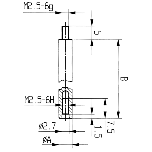 Tastbolzenverlängerung für Messuhren und Feinzeiger 25mm Ø4mm