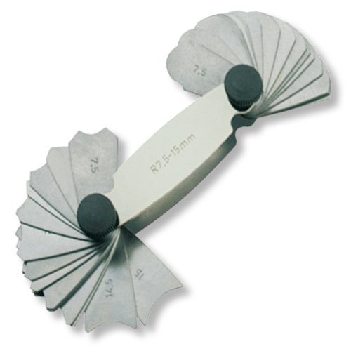 Radienschablonen Stahlblättchen rostfreier Stahl 7,5-15,0mm (16)