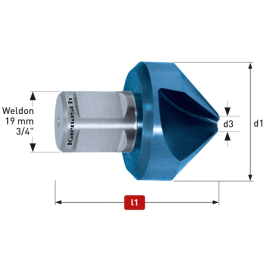 Kegelsenker HSS-XE 90 Grad Blue-tec-Beschichtet 3-Schneiden 40 mm