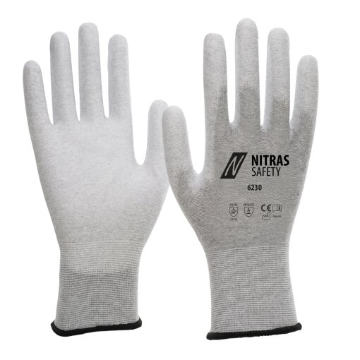 12 Paar Antistatikhandschuhe NITRAS 6230 Gr. 10