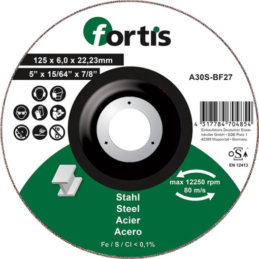 Schruppscheibe für Stahl 115 x 6 mm Fortis