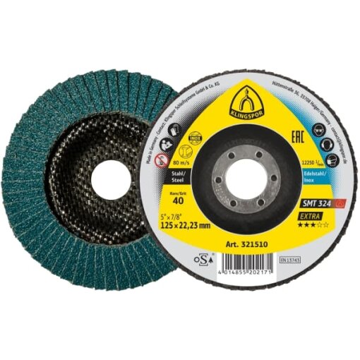 1 Stück Schleifmopteller für Edelstahl und Stahl SMT 324 Extra 115 x 22,23 mm Korn 80 gerade