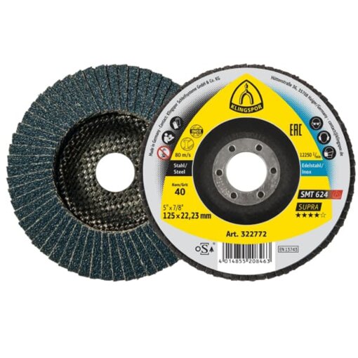 10 Stück Schleifmopteller für Edelstahl und Stahl SMT 624 Supra 180 mm Korn 40
