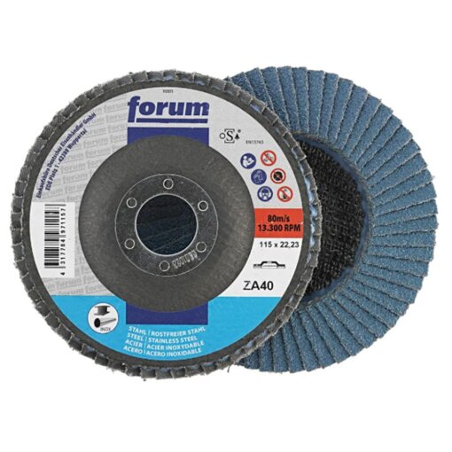10 Stück Fächerschleifscheibe Zirkonkorund 125 mm gerade Korn 80 FORUM