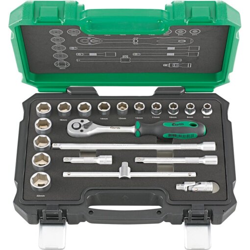 Steckschlüssel-Garnitur 3/8" 20-teilig Fortis