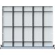 Schubladeneinteilungssatz für FH 90 mm 1/5 Teilung für Schublade B750 x T600 mm