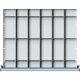 Schubladeneinteilungssatz für FH 180 mm 1/6 Teilung für Schublade B750 x T600 mm
