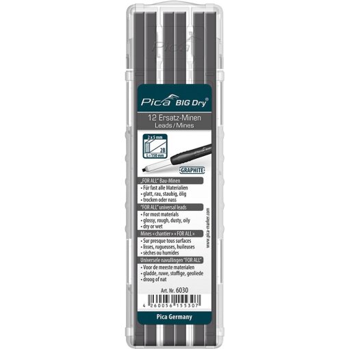 Minen-Set für Zimmermanns-Bleistift BIG Dry Forall Bau Bau Graphit Pica