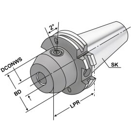 Fräseraufnahme Whistle-Notch SK 40 DIN 69871 AD/B
