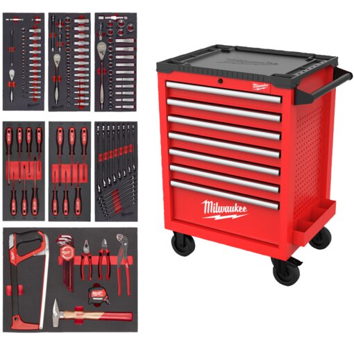 Werkstattwagen Universal Version mit Bestückung rot 131-teilig Milwaukee