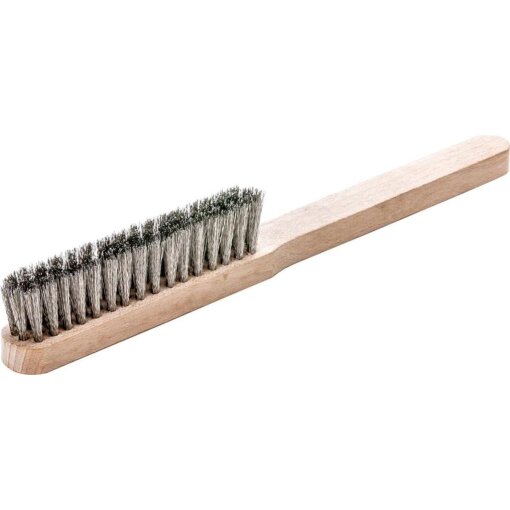 Feinbürste 225 x 20 x 11 mm 4 rhg. Stahldraht rostfrei ROF gewellt 0.15 mm
